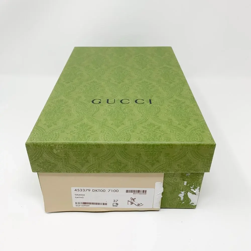 Gucci Marmont Metallic Gold GG Block Heel Sandals Size 37